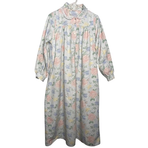 Lanz Of Salzburg Other - Vintage Lanz of Salzburg Long Sleeve Cotton Flannel Nightgown S Pastel Floral